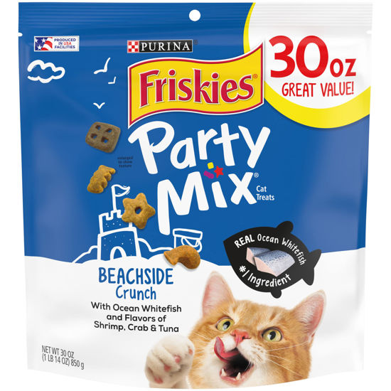 Picture of Purina Friskies Made in USA Facilities Cat Treats, Party Mix Beachside Crunch - 30 oz. Pouch