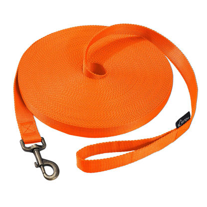 Picture of HIKISS Long Dog Leash Obedience Recall Training Agility Lead with Thickening Material for Large Dog - 15ft 20ft 30ft 50ft 100ft Training Leash(Orange 30ft)