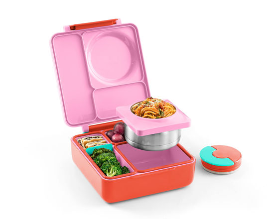 Picture of OmieBox Bento Box for Kids - Insulated with Leak Proof Thermos Food Jar - 3 Compartments, Two Temperature Zones (Single) (Packaging May Vary)