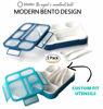 Picture of Bento-Box Lunch Boxes for Kids, Boys, Adults. Leakproof Lunch Set, Bentoboxes for School or Work. Portion Containers. BPA Free. 6 Compartments. Fork & Spoon. Blue & Navy Blue Large