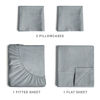 Picture of Full Size Sheet Set - Breathable & Cooling Sheets - Softer Than Jersey Cotton - Same Look as Jersey Knit Sheets & T-Shirt Sheets - Deep Pockets - 4 Piece Set - Wrinkle Free - Heathered Blue - 4PC