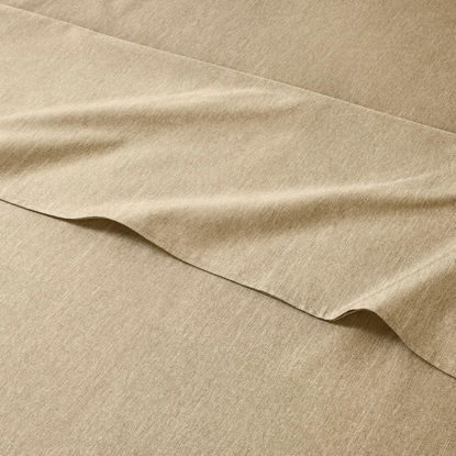 Picture of Split King Size Sheet Set - 5 Piece Set - Softer Than Jersey Cotton - Same Look as Jersey Knit Sheets & T-Shirt Sheets - Deep Pockets - Breathable & Cooling Sheets - Wrinkle Free - Heathered Tan