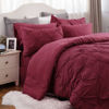 Picture of Bedsure King Size Comforter Set - Bedding Set King 7 Pieces, Pintuck Bed in a Bag Burgundy Bed Set with Comforter, Sheets, Pillowcases & Shams