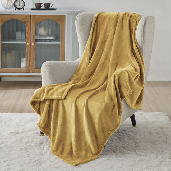 Picture of Bedsure Gold Fleece Blanket 50x70 Blanket - 300GSM Soft Lightweight Plush Cozy Blankets for Bed, Sofa, Couch, Travel, Camping