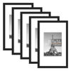 Picture of upsimples 8.5x14 Picture Frame Set of 5, Display Pictures 6x8 with Mat or 8.5x14 Without Mat, Wall Gallery Photo Frames, Black