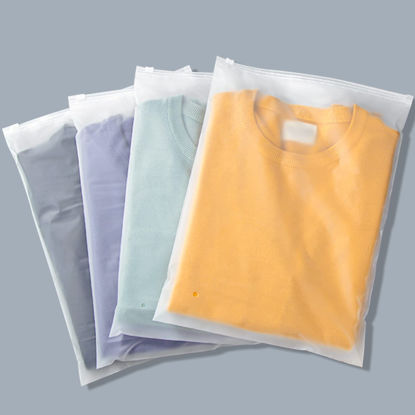 Picture of Svaldo Poly T-Shirt Packaging Bags, 50PCS 12x14 inch Clear Zipper Plastic Bag for Clothes, Pants, Shirt, Sweaters, Resealable Apparel Bags for Clothing Selling, Frosted Zip Lock Bags, 3 Mil