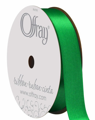 Picture of Berwick Offray 068854 5/8" Wide Single Face Satin Ribbon, Emerald Green, 6 Yds