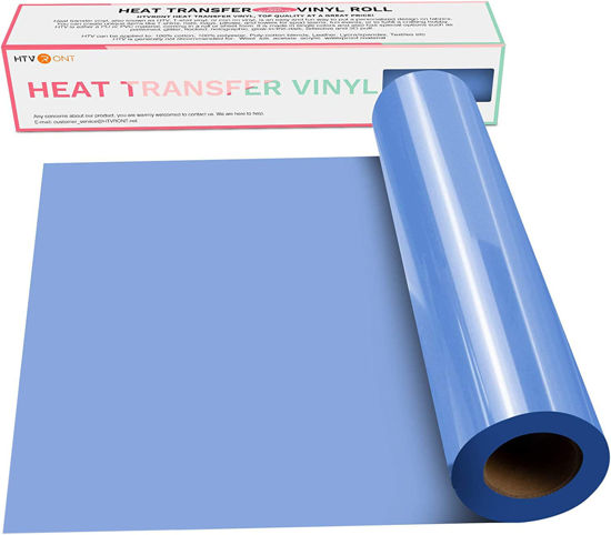 Picture of HTVRONT HTV Vinyl Rolls Heat Transfer Vinyl - 12" x 15ft Sky Blue HTV Vinyl for Shirts, Iron on Vinyl for Cricut & Cameo - Easy to Cut & Weed for DIY Heat Vinyl Design (Sky Blue)