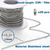 Picture of Jishi Steel Ball Chain Bead Dog Tag Chain Beaded Necklace Chains for Jewelry Making Bracelet Military Crafts, Silver Metal Pull Chain Small Ball Bead Chain Roll w/20 Connectors (Silver, 33ft 3.0mm)