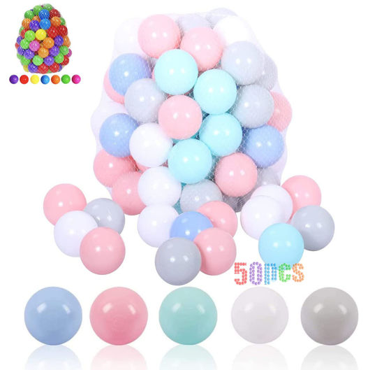 Picture of LANGXUN 50pcs Soft Plastic Ball Pit Balls - Plastic Toy Balls for Kids - Ideal Baby Toddler Ball Pit, Ball Pit Play Tent, Baby Pool Water Toys, Kiddie Pool, Party Decoration, Photo Booth Props