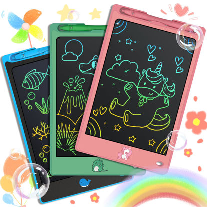 Picture of FLUESTON Toys LCD Writing Tablet Toddler,Toys for Boys Girls 3 4 5 6 7 8year,8.8 Inch 3 Pack Drawing Pad Toy Christmas Birthday Gifts for Kids,Drawing Tablet Doodle Board with Cute Dinosaur & Unicorn