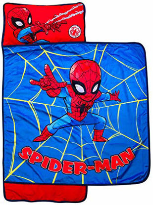 Picture of Jay Franco Marvel Super Hero Adventures Spidey Action Nap Mat - Built-in Pillow and Blanket Featuring Spiderman - Super Soft Microfiber Kids'/Toddler/Children's Bedding, Ages 3-5