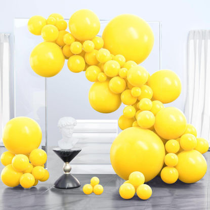 Picture of PartyWoo Yellow Balloons, 100 pcs Matte Yellow Balloons Different Sizes Pack of 36 Inch 18 Inch 12 Inch 10 Inch 5 Inch for Balloon Garland or Balloon Arch as Party Decorations, Birthday Decorations
