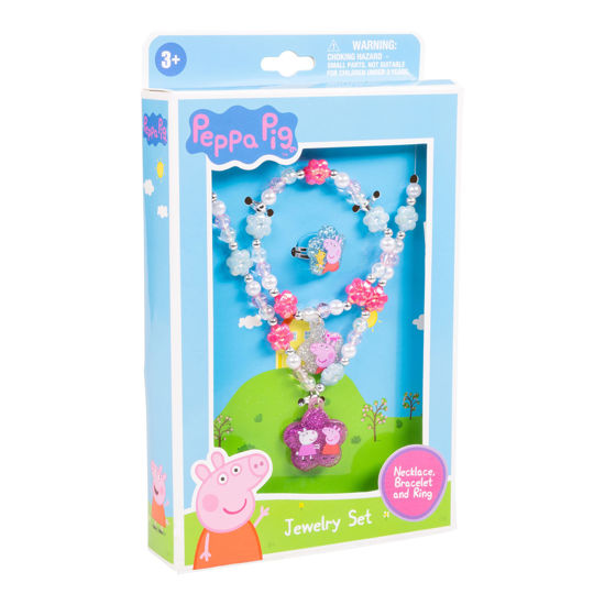 Picture of Peppa Pig Girls Jewelry Set 3 Piece Princess Toys | Peppa Pig Jewelry Set with Beaded Necklace Toddler Bracelets and Girls Ring | Toddler Girl Toys | Kids Jewelry for Girls | Princess Dress up Ages 3+ Years