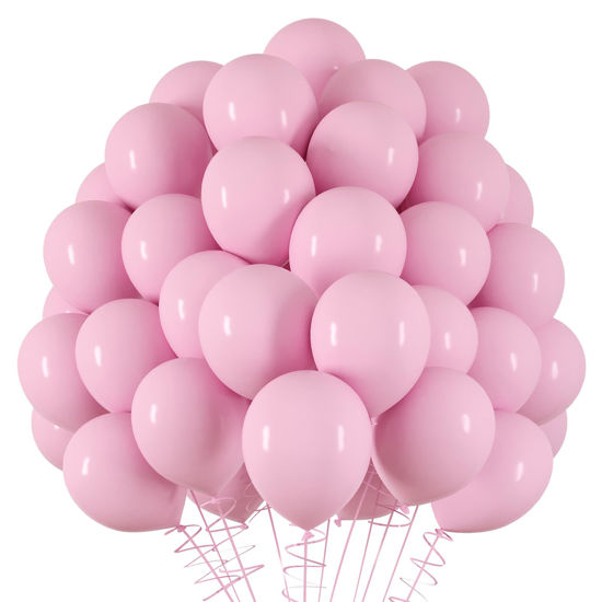 Picture of RUBFAC Light Pink Balloons, 120pcs 5 Inch Pastel Pink Balloons, Thicker Pastel Pink Balloons for Birthday Wedding Baby Shower Gender Reveal Graduation Anniversary Party Decorations