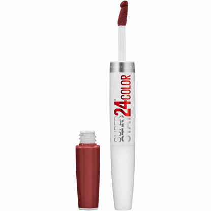 Picture of Maybelline New York Super Stay 24, 2-Step Liquid Lipstick Makeup, Long Lasting Highly Pigmented Color with Moisturizing Balm, Everlasting Wine, Plum Red, 1 Count