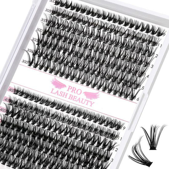 Picture of 280 Pcs Individual Lashes 30D+40D Mixed Lash Clusters 14 Rows that Look Like Eyelash Extensions DIY Lash Extension Self Application At Home (30+40-D-9-16mix)