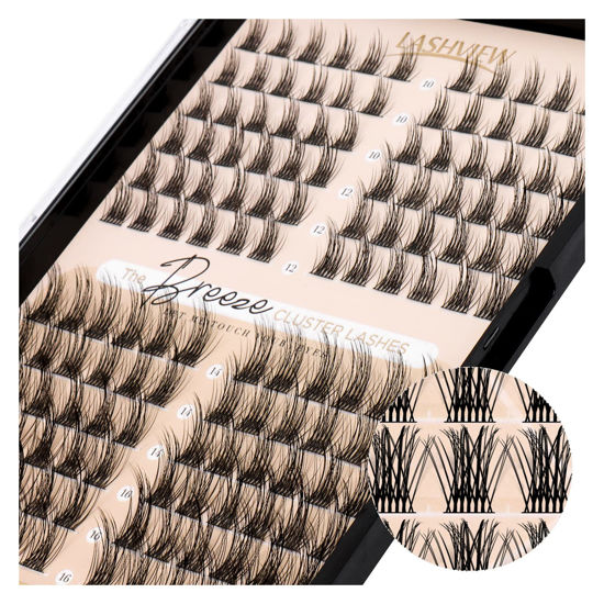 Picture of LASHVIEW 144 Pcs Lash Clusters DIY Cluster Eyelash Extensions Mega Volume Reusable Individual Lashes Cluster Natural Look Super Thin Band & Soft(Natural,C-10-16mix)