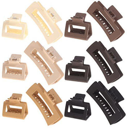 Picture of Alemaky 12 Pack Square Claw Clips, Big and Small Neutral Rectangle Hair Non-slip Matte Large Clips for Women,Strong Hold jaw clip Thick Thin