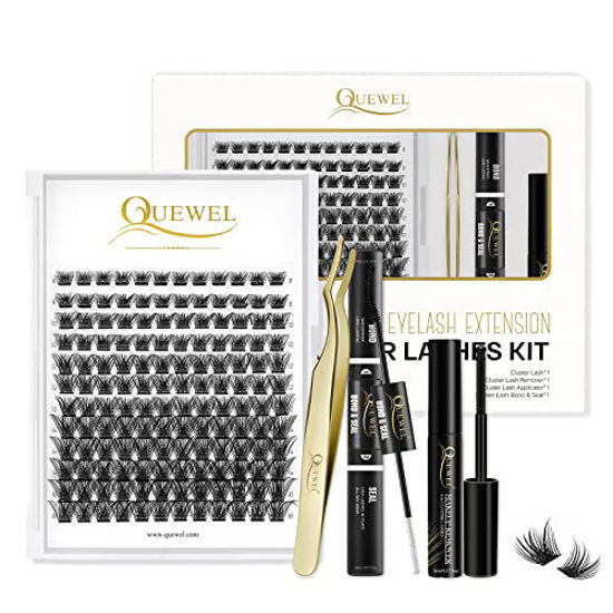 Picture of DIY Eyelash Extensions Kit, Lash Clusters 144 Pcs, Clusters Eyelash Applicator Tool, Eyelash Clusters Bond and Seal Super Hold, Clusters Lash Glue Remover Easy to Apply at Home(QU-H-DH-01)