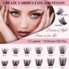 Picture of 192 Pcs Lash Clusters 2 Styles Mixed Cluster Lashes DIY Eyelash Extensions Eyelash Cluster Extension DIY Individual Lashes Super Thin Band Soft and Easy to Wear (Into You-01+Into You-02,D-Mix)