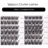 Picture of Lash Clusters 144 Pcs Individual Lashes Clusters Eyelash Extensions False Eyelashes DIY Wispy Fluffy Lash Extension Kit Reusable False Eyelashes Natural Look Mix 10-16mm C D Curl-DM01