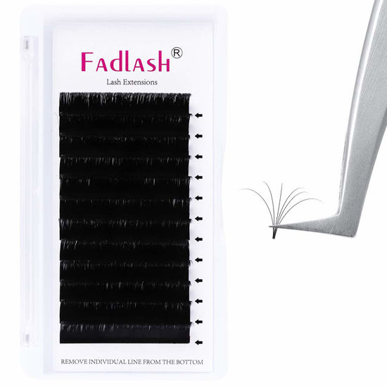 Picture of Eyelash Volume Extensions 0.05 0.07mm Easy Fan Lash Extensions C D DD Curl Rapid Blooming Lashes 3D~10D Self Fanning Eyelash Extensions 8-20mm by FADLASH (0.05-C, 12mm)