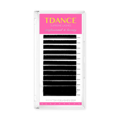 Picture of TDANCE Premium D Curl 0.03mm Thickness Semi Permanent Individual Eyelash Extensions Silk Volume Lashes Professional Salon Use Mixed 10-17mm Length In One Tray (D-0.03,10-17mm)