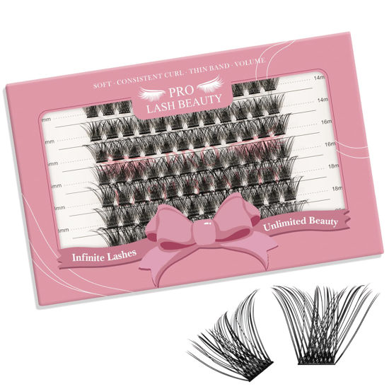 Picture of Lash Clusters, 96 Pcs 14-16-18-20mm Cluster Lashes C Curl Lash Clusters DIY Lash Extension Eyelash Clusters Volume Wispy Lashes Super Thin Band Reusable Soft & Comfortable(Volume-C-14-20 mix)