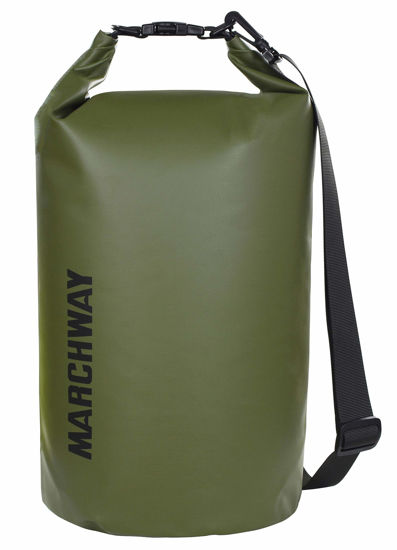 Picture of MARCHWAY Floating Waterproof Dry Bag 5L/10L/20L/30L/40L, Roll Top Sack Keeps Gear Dry for Kayaking, Rafting, Boating, Swimming, Camping, Hiking, Beach, Fishing (Army Green, 5L)