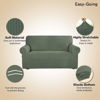 Picture of Easy-Going Stretch Loveseat Slipcover 1-Piece Sofa Cover Furniture Protector Couch Soft with Elastic Bottom for Kids Polyester Spandex Jacquard Fabric Small Checks (Loveseat, Greyish Green)