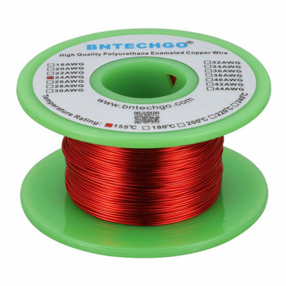 Picture of BNTECHGO 24 AWG Magnet Wire - Enameled Copper Wire - Enameled Magnet Winding Wire - 4 oz - 0.0197" Diameter 1 Spool Coil Red Temperature Rating 155℃ Widely Used for Transformers Inductors