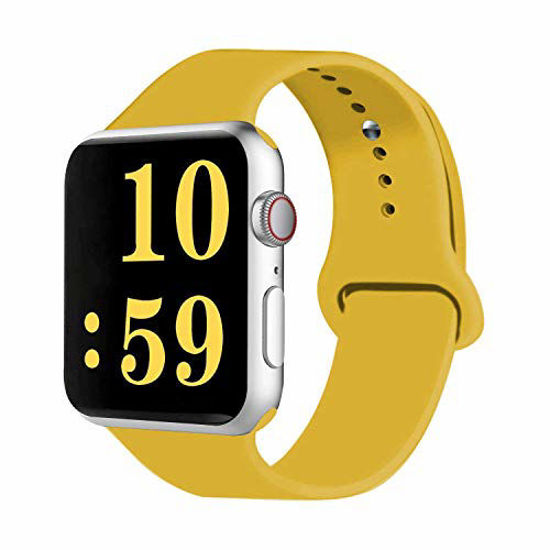 Picture of VATI Sport Band Compatible for Watch Band 42mm 44mm, Soft Silicone Sport Strap Replacement Bands Compatible with Watch Series 5/4/3/2/1, 42MM 44MM M/L (Yellow)