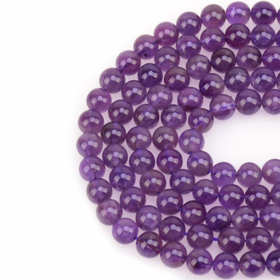 Picture of LPBeads 100PCS 8mm Natural Amethyst Beads Gemstone Round Loose Beads for Jewelry Making with Purple Stretch Cord