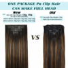 Picture of GOO GOO Seamless Clip In Hair Extensions Remy Real Human Hair Extension with Invisible PU Skin Weft 18 Inch 130g 7pcs Dark Brown to Chestnut Brown Natural & Thick & Straight Hair Extensions for Women