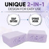 Picture of T.Taio Esponjabon Soap Sponge - Cleansing Shower Scrubber - Cleaning Bath Wash Scrub - Oil Removal - Massage & Lather Foot, Elbow, & Face - Bathroom Accessories - Fresh Lavender Scent (2-Pack)