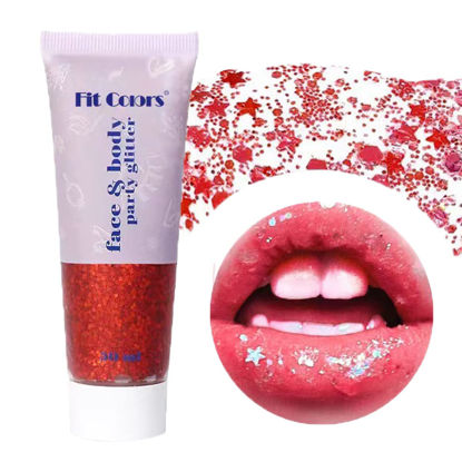 Picture of MEICOLY Red Body Glitter,Face Glitter Gel,Mermaid Sequins Liquid Holographic,Face Eye Lip Hair Music Festival Rave Accessories Makeup,Sparkling Body Glitter Gel for Women,50ml