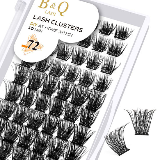 Picture of Lash Clusters D Curl 12mm DIY Lash Extensions 72 Clusters Lashes B&Q LASH Wispy Fluffy Eyelash Clusters Extensions Single Lashes Individual Lashes Cluster DIY at Home (B19,D-12mm)