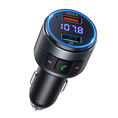 Picture of (Upgraded Version) VT Bluetooth FM Transmitter for Car, V5.0 Bluetooth Car Adapter, Bluetooth Radio for Car, MP3 Player with QC3.0 Quick Charge, Hands Free Calling, 2 Playing Modes, Blue led Display