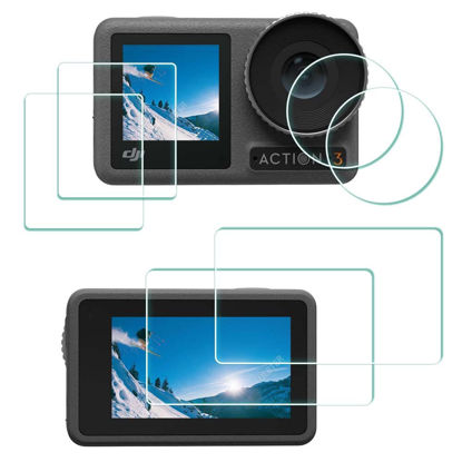 Picture of ULBTER Lens Screen Protector for DJI OSMO Action 3 Camera [2+2+2Pack], Tempered Glass Cover 0.3mm 9H Hardness Ultra-Clear Anti-Scrach Anti-Fingerprint Anti-Bubble