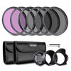 Picture of NEEWER 49mm ND Lens Filter Kit: UV, CPL, FLD, ND2, ND4, ND8, Lens Hood and Lens Cap Compatible with Canon Nikon Sony Panasonic DSLR Cameras with 49mm Lens