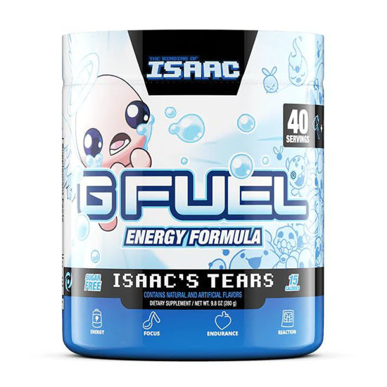 Picture of G Fuel Isaac's Tears White Grape Pineapple Flavored Game Changing Elite Energy Powder, Sharpens Mental Focus and Cognitive Function, Zero Sugar, Supports Immunity and Enhances Mood 9.8 oz (40 servings)