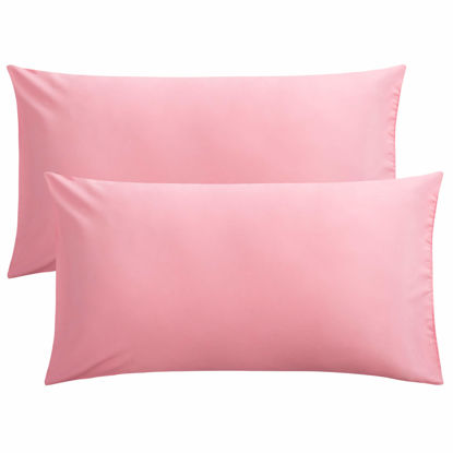 Picture of FLXXIE 2 Pack Microfiber King Pillow Cases, 1800 Super Soft Pillowcases with Envelope Closure, Wrinkle, Fade and Stain Resistant Pillow Covers, 20x36, Pink