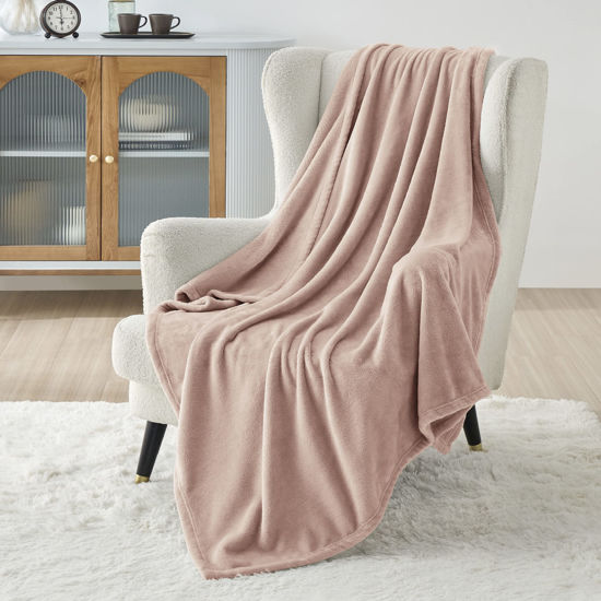 Picture of Bedsure Dusty Pink Fleece Blanket 50x70 Blanket - 300GSM Soft Lightweight Plush Cozy Blankets for Bed, Sofa, Couch, Travel, Camping