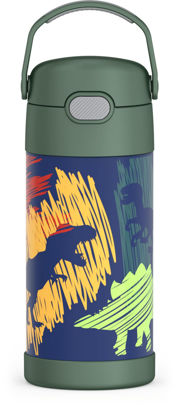 Picture of THERMOS FUNTAINER 12 Ounce Stainless Steel Vacuum Insulated Kids Straw Bottle, Dinosaurs