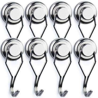 Picture of LOVIMAG Swivel Swing Strong Magnetic Hooks, 60LBS Magnetic Hooks Heavy Duty for Cruise, Home, Kitchen, Workplace, Office and Garage, 67.5mm(2.66in) in Length - Pack of 8