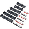 Picture of MILAPEAK Terminal Block and Strip - 6 Sets 8/10/12 Positions 600V 15A Dual Row Wire Screw Terminal Strip Block with Cover + 400V 15A Pre-Insulated Terminals Barrier Strips Jumpers (Black & Red)