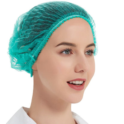 Picture of ProtectX Disposable Bouffant (Hair Net) Caps Hair Head Cover Nets 21” (Green 100 pack)