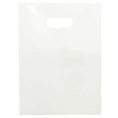 Picture of 100 White Bags and Bags for Small Business 1.5Mil 9"x12" White Bag Merchandise Bags Extra Thick Glossy Plastic Bags White Gift Bags For Small Business with Die Cut Handles White Plastic Bags