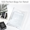 Picture of 100 White Bags and Bags for Small Business 1.5Mil 9"x12" White Bag Merchandise Bags Extra Thick Glossy Plastic Bags White Gift Bags For Small Business with Die Cut Handles White Plastic Bags